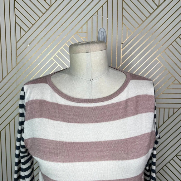 MaxMara Marica Boat Neck Striped Silk Cashmere Sweater Pink Gray Size‎ XS - Picture 2 of 12
